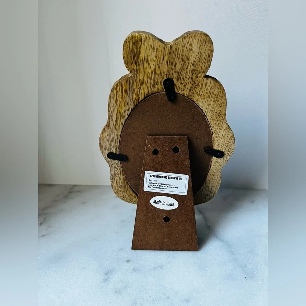 Rustic Brown Wooden Photo Frame handcrafted bow on top